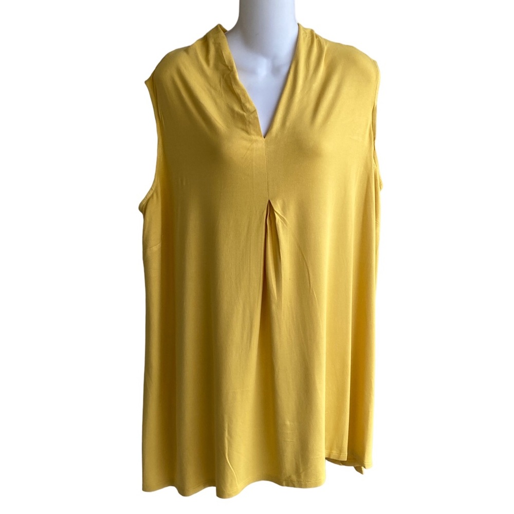 NWT Woman's 18/20 Avenue Stretch Aria Pleat Top Blouse Sunshine Yellow